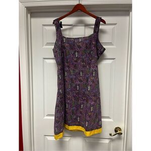 Indophilia Purple Deer Print Boho Yellow Trim Lagenlook Sundress sz 20 NWT